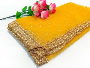 Gota Lace Net Dupatta - Yellow Price in Pakistan