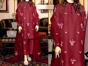 Elegant Sequins Embroidered Katan Silk Dress with Embroidered Organza Dupatta Price in Pakistan
