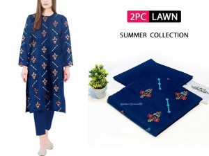 Elegant 2-Piece Embroidered Lawn Dress 2024 Price in Pakistan