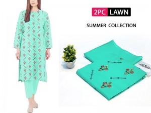 Elegant 2-Piece Embroidered Lawn Suit 2024 Price in Pakistan