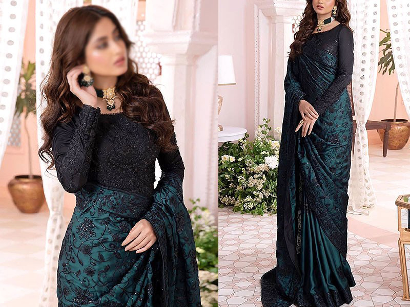 Luxury Heavy Embroidered Fancy Net Saree Dress 2024