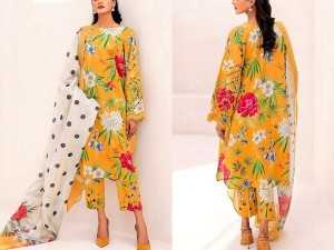Digital Print Embroidered Lawn Dress 2024 with Silk Dupatta Price in Pakistan