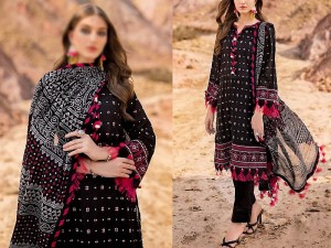 Embroidered Lawn Dress 2024 with Chunri Print Lawn Dupatta Price in Pakistan