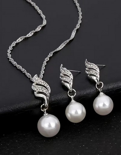 Elegant Spiral Pearl Silver Jewellery Se