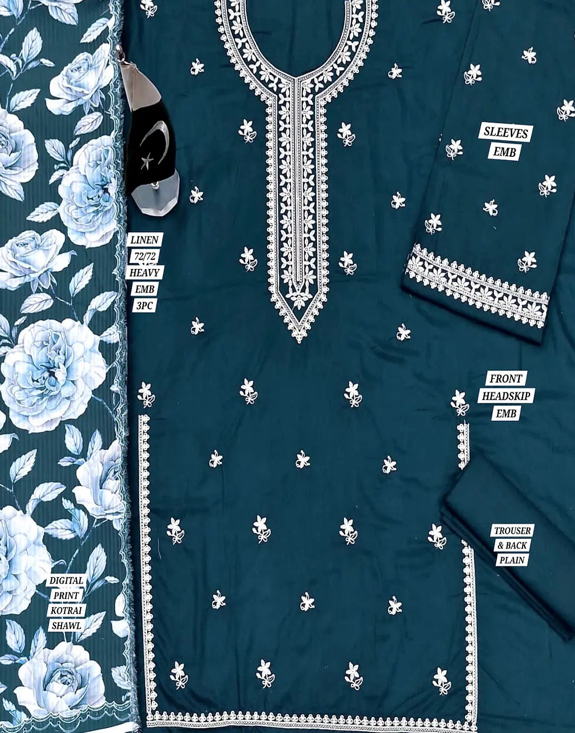 Stylish Embroidered Zinc Linen Dress for Winter Season