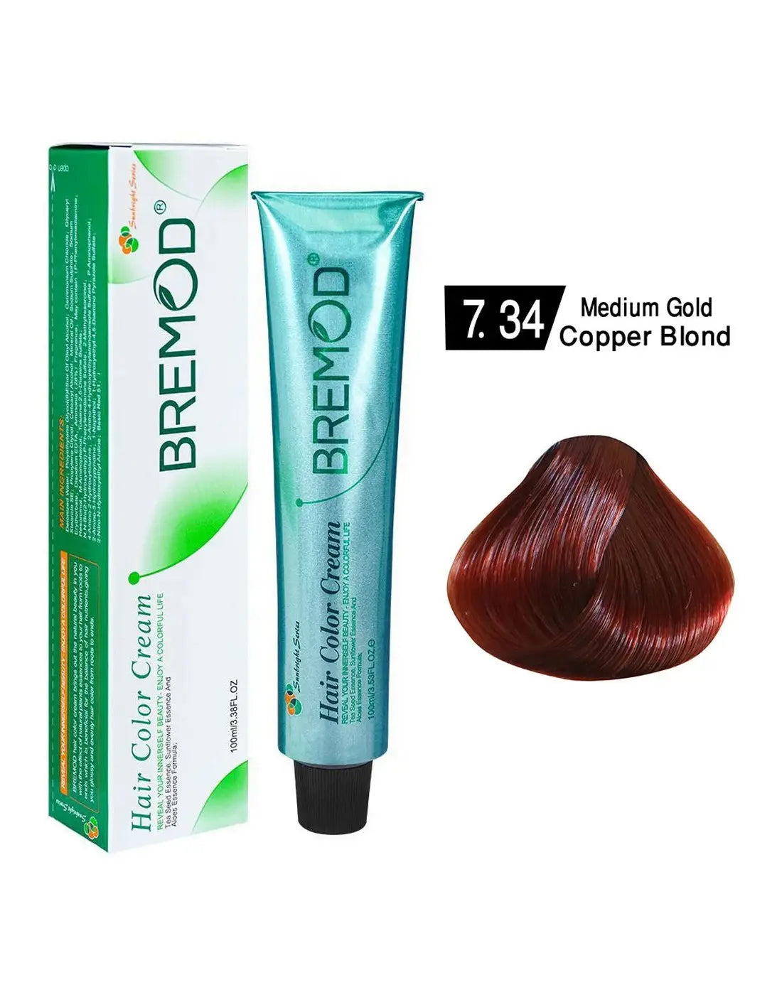 Bremod Hair Color Medium Gold Copper Blond 7.34 