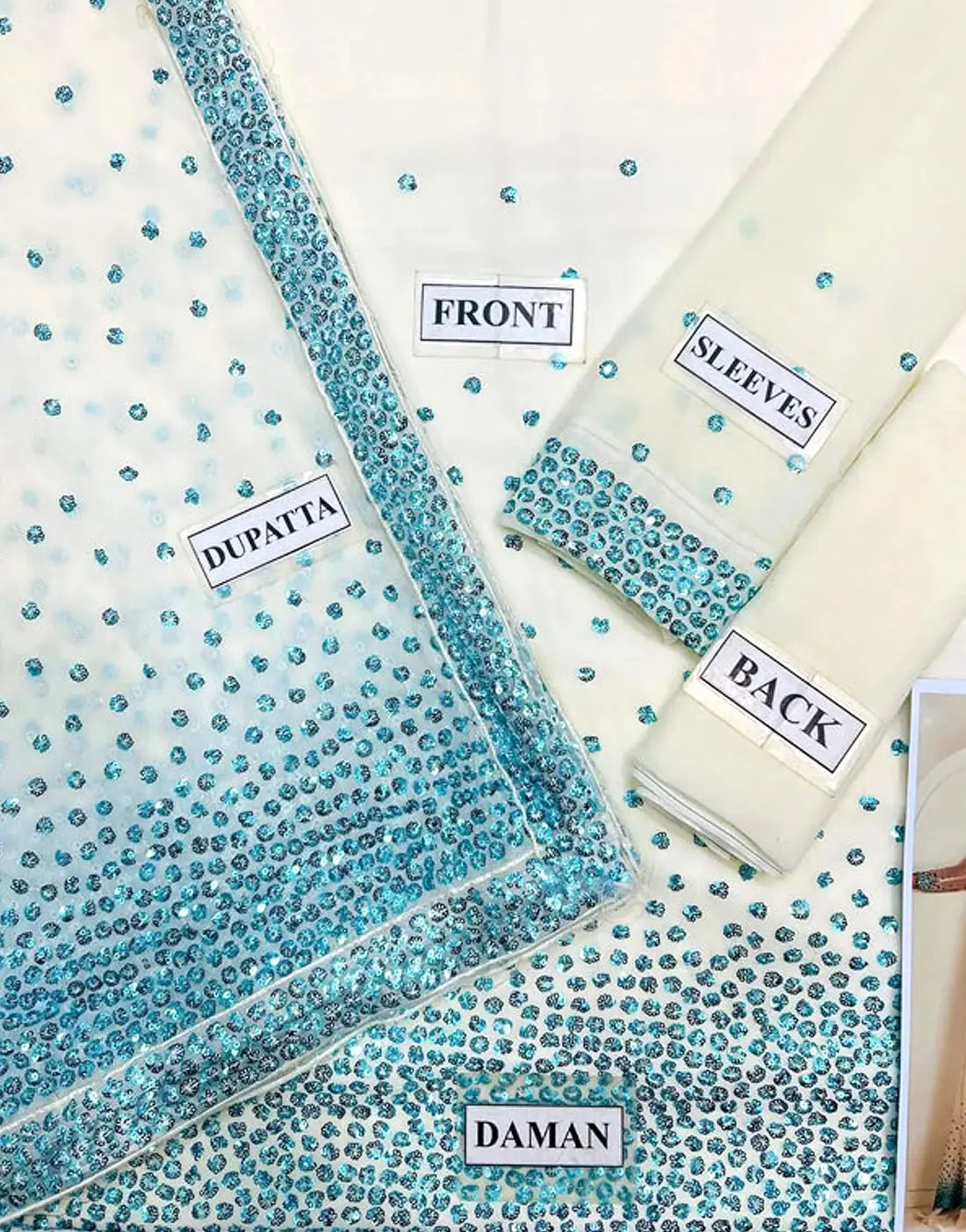 Elegant Sequins Embroidered Chiffon Party Wear Dress with Silk Trouser ...