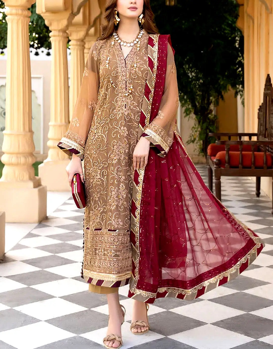 Alluring Heavy Embroidered Formal Chiffon Party Wear Dress