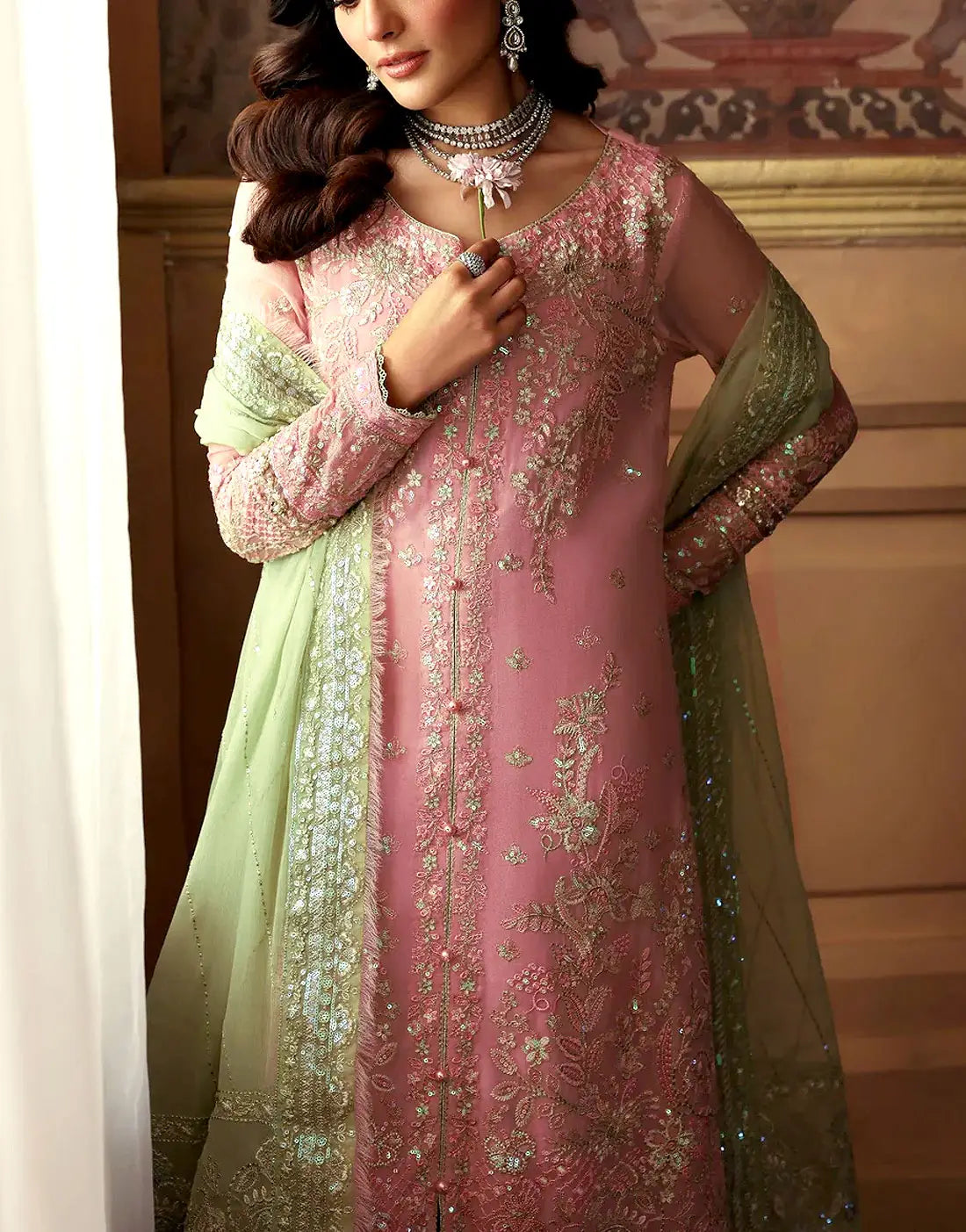 Adorable Heavy Embroidered Formal Chiffon Wedding Dress