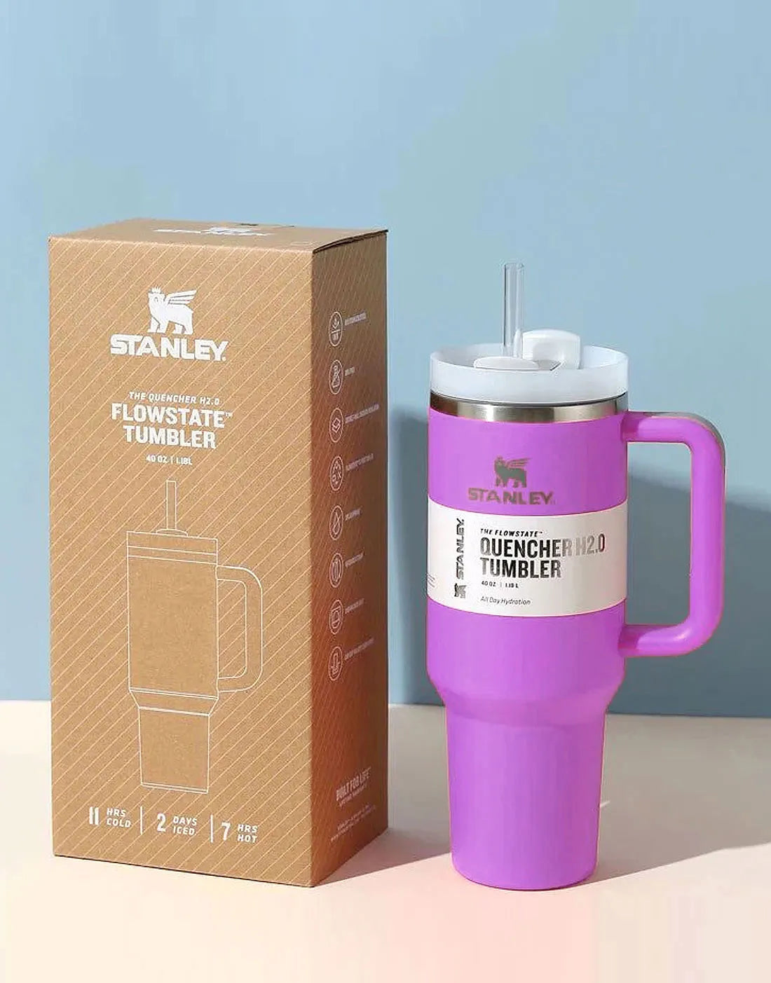 Trendy The Quencher H2.0 FlowState Tumbler 40 OZ – Solid Vacuum Insulated Travel Flask