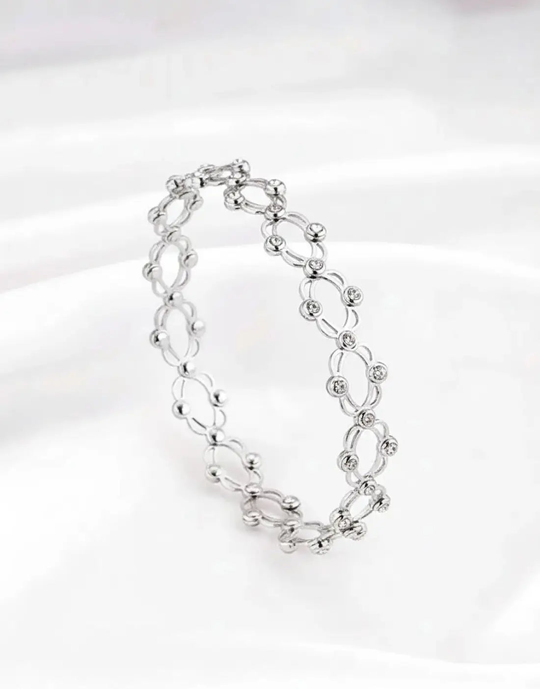 2‑in‑1 Convertible Ring Bracelet in Silver Plated Stainless Steel Finish