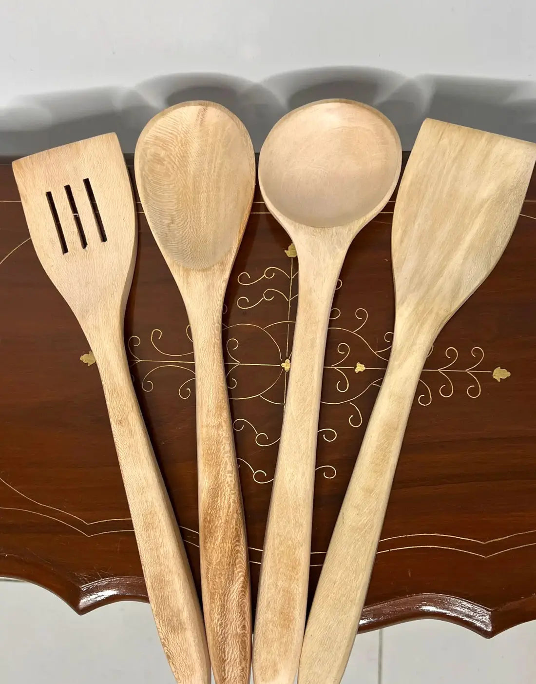 4 Pcs Wooden Cooking Spatulas & Spoons Set for Kitchen Cooking