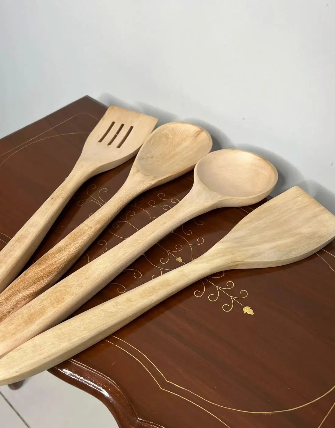 4 Pcs Wooden Cooking Spatulas & Spoons Set for Kitchen Cooking