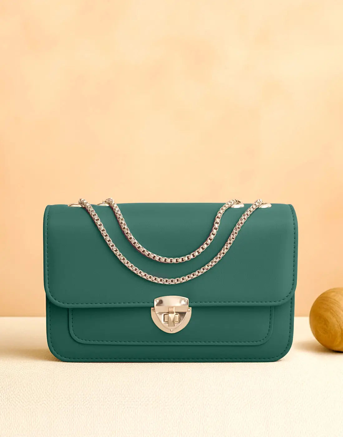 Trendy Twist Lock Closure Crossbody Bag for Girls - Green