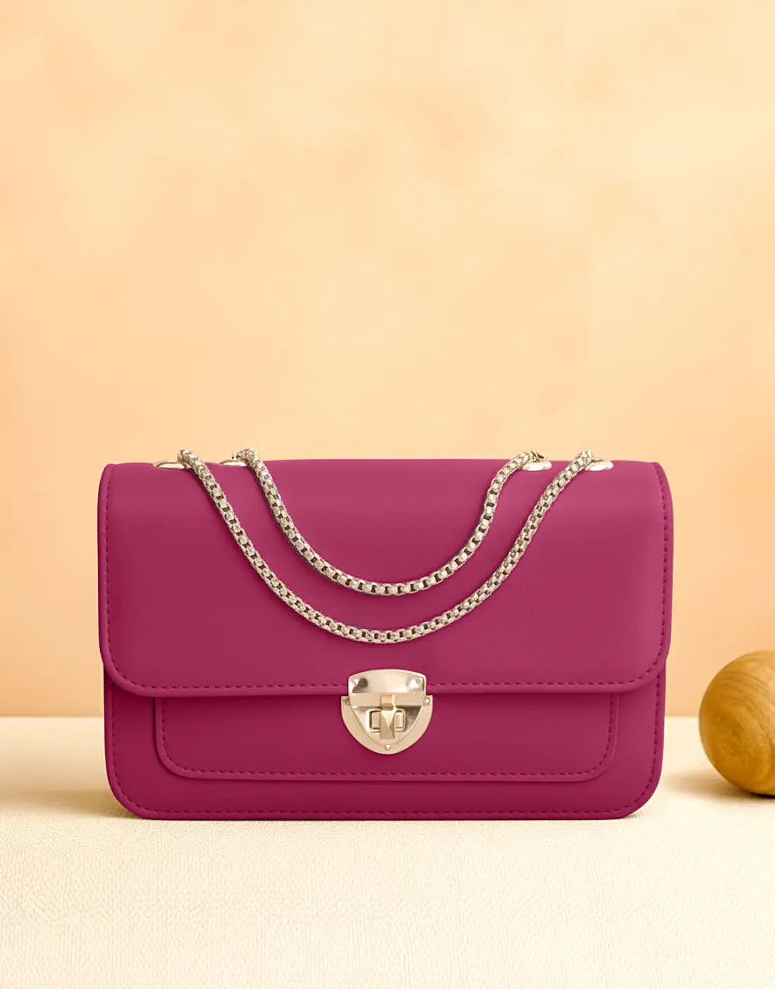 Trendy Twist Lock Closure Crossbody Bag for Girls - Red Violet