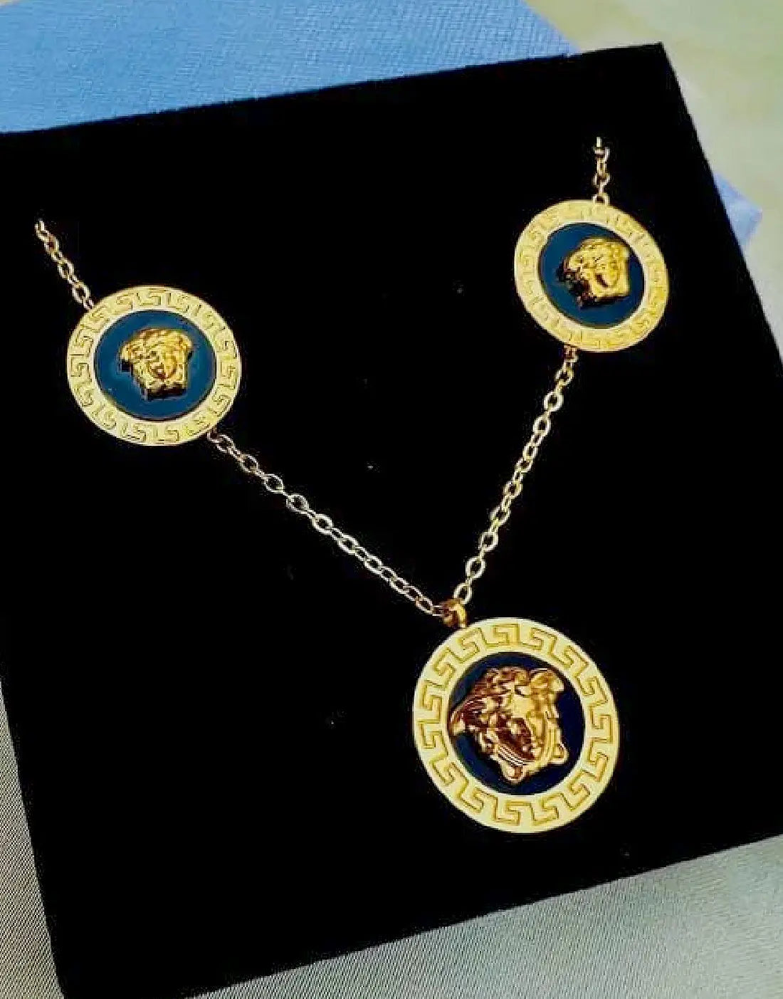 Designer Inspired Stainless Steel Locket Necklace and Earrings