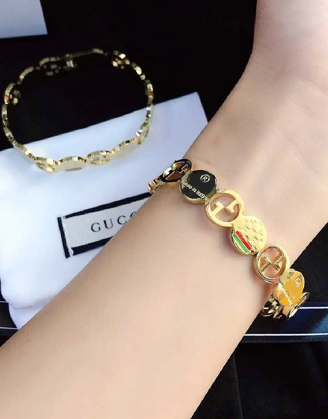 Designer-Inspired Gold Plated Stainless Steel Bangle Bracelet