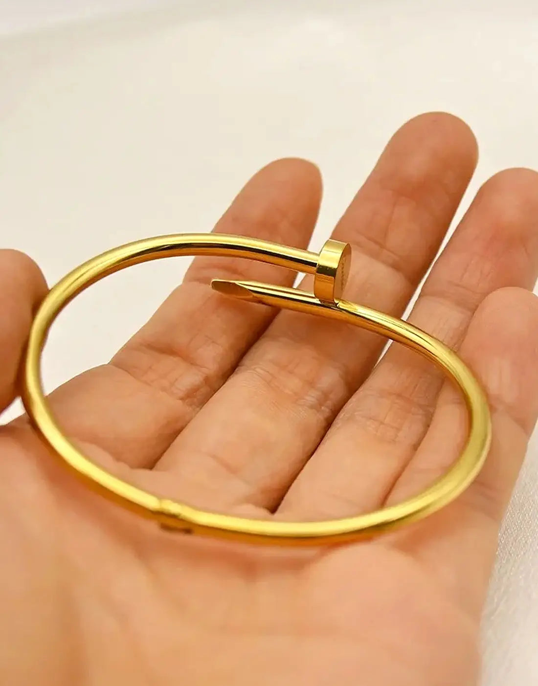 Designer Inspired Nail Bracelet in Gold Plated Stainless Steel & Tarnish‑Free