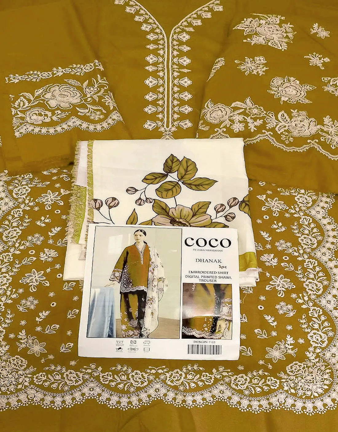 Most Demanding Embroidered Mustard Dhanak Dress with Embroidered Bottoms