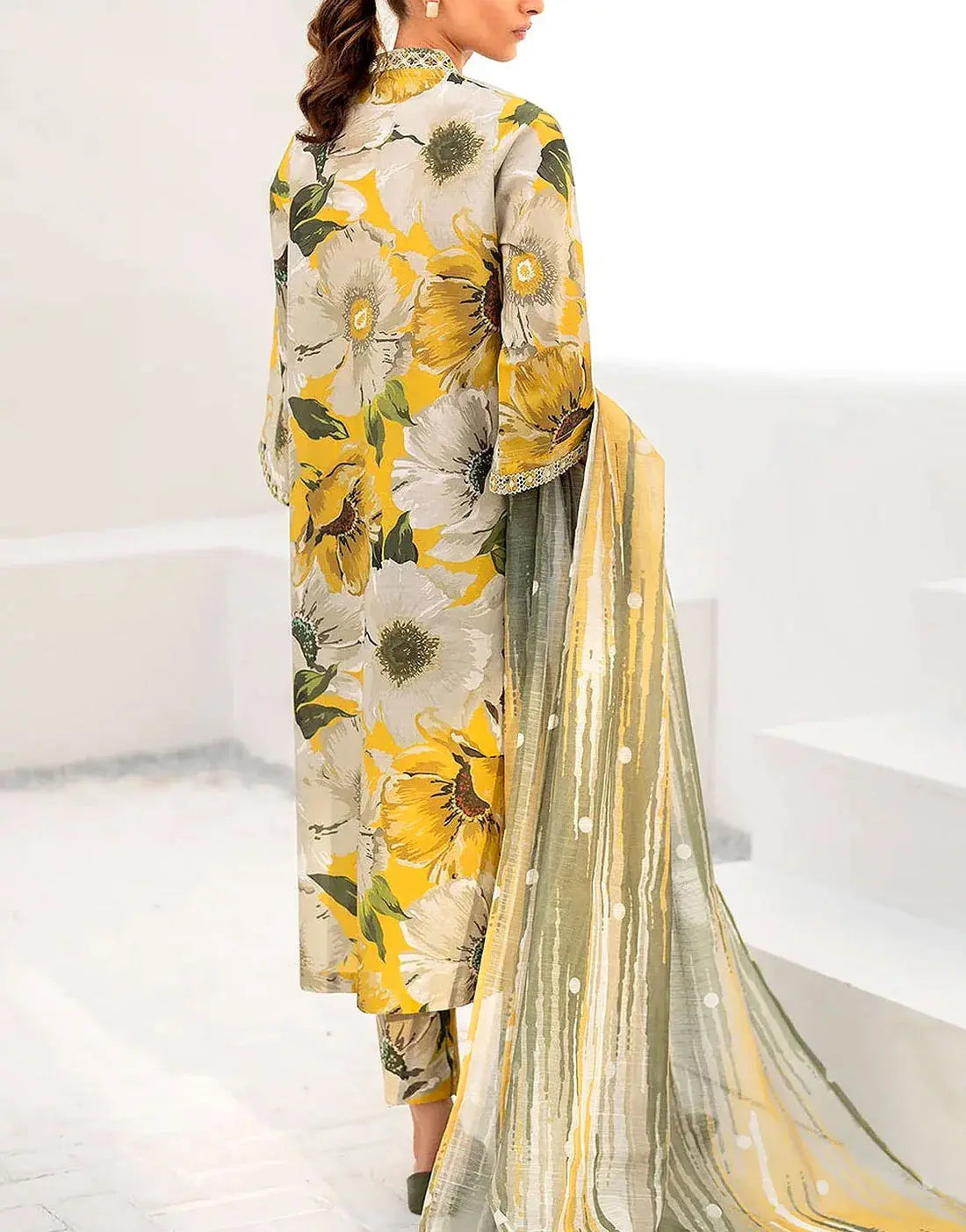 IB Bonanza All-Over Digital Print 3-Piece Linen Dress for Winter Season