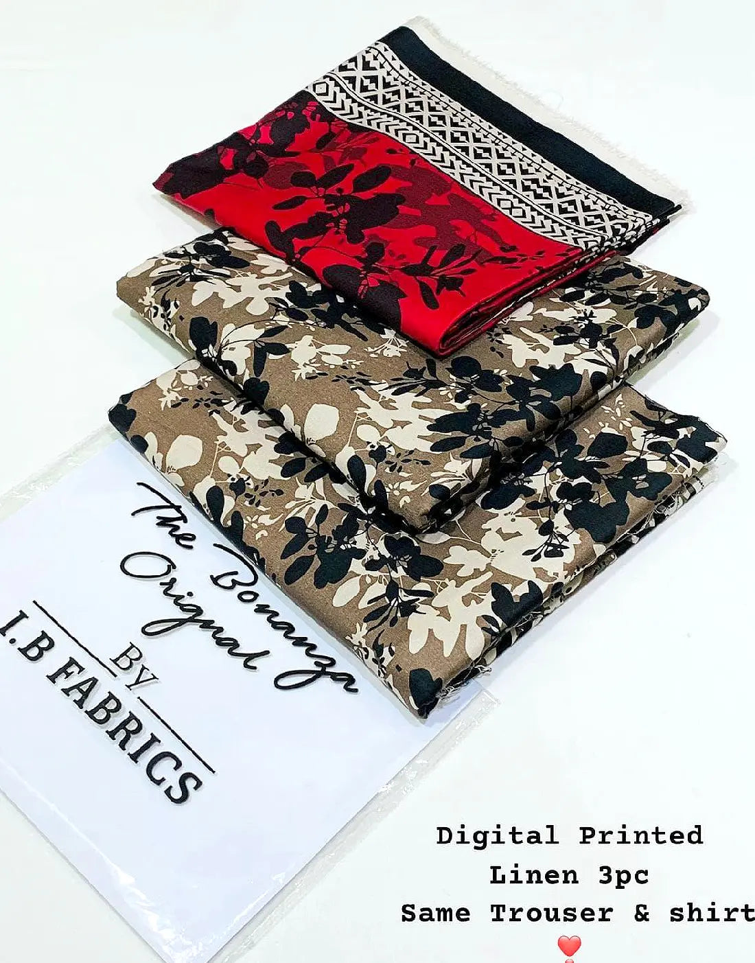 IB Bonanza All-Over Digital Print 3-Piece Linen Dress for Winter Season