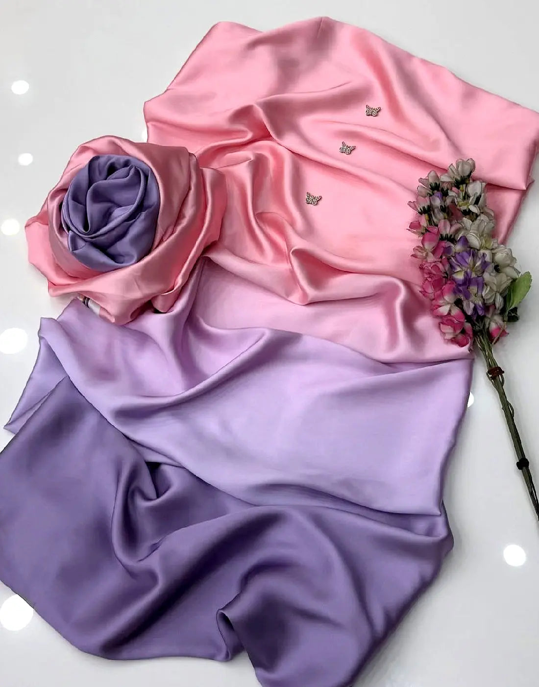 Trendy Ombre Style Digital Print Silk Dress for Girls