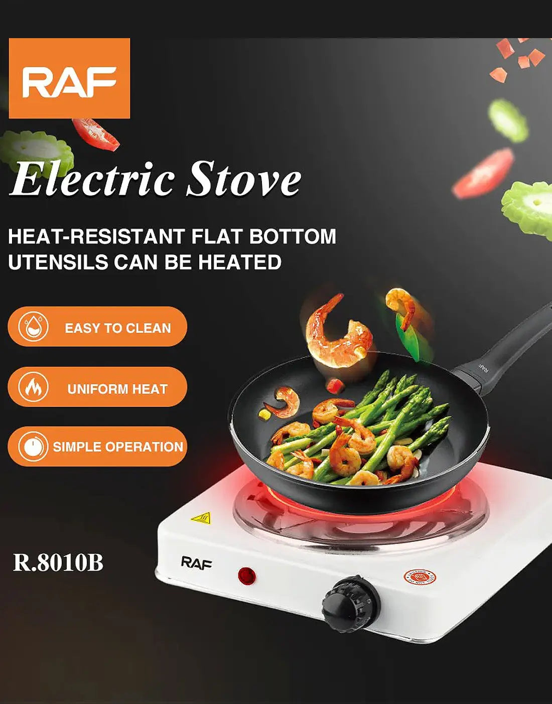 RAF 1000W Portable Electric Stove — Hot Plate Electric Cooker R.8010B