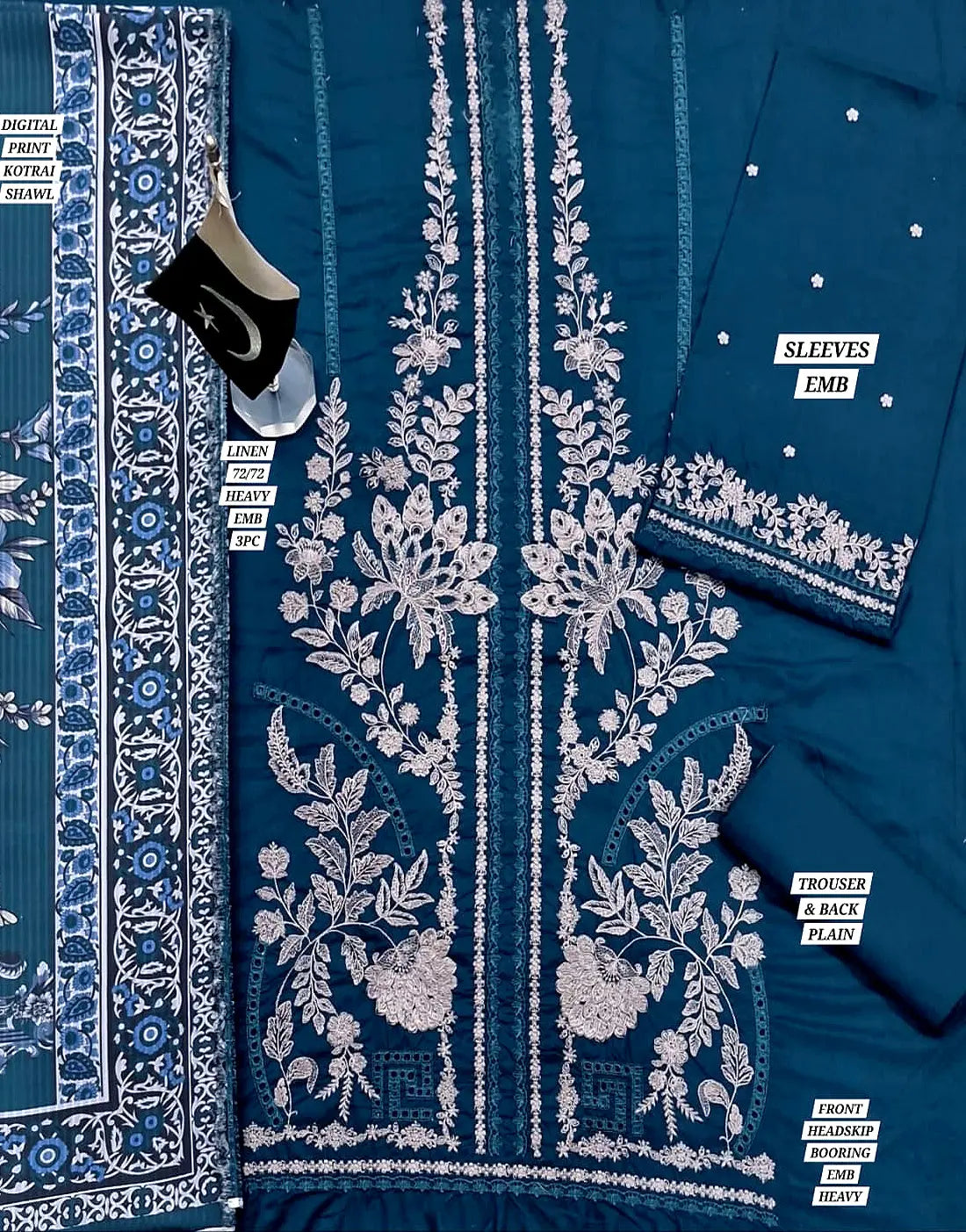 Decent Embroidered Zinc Color Linen Dress for Women