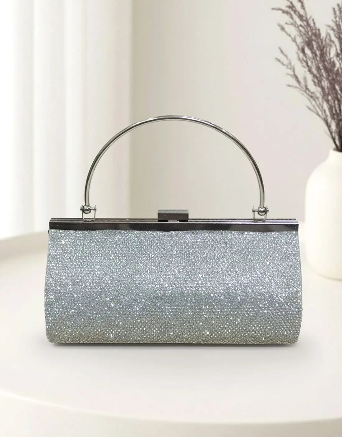 Elegant Party Wear Silver Clutch Purse for Women