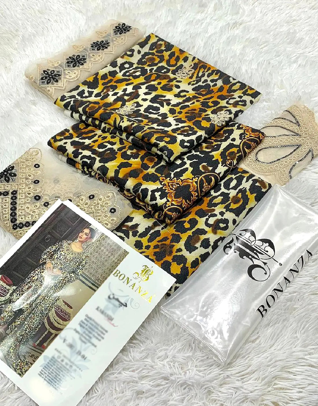 All-Over Digital Leopard Print Embroidered Karandi Dress for Winter Season