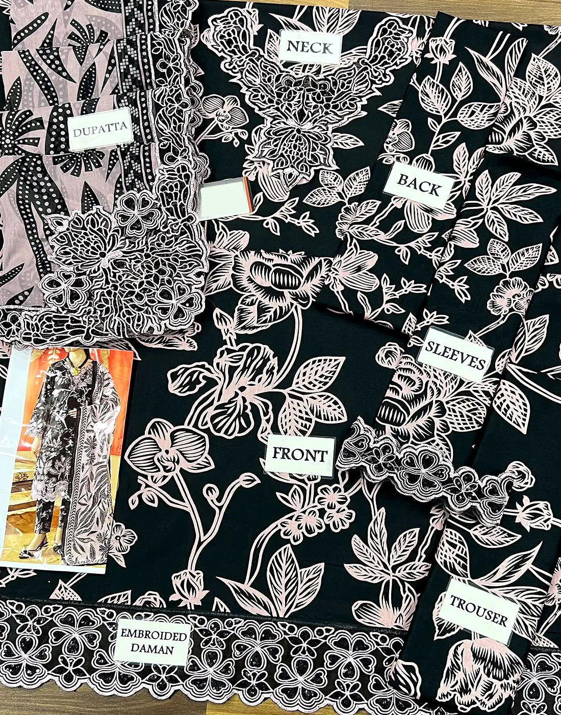 Trendy All-Over Print Embroidered EID Lawn Dress with Emb. Chiffon Dupatta