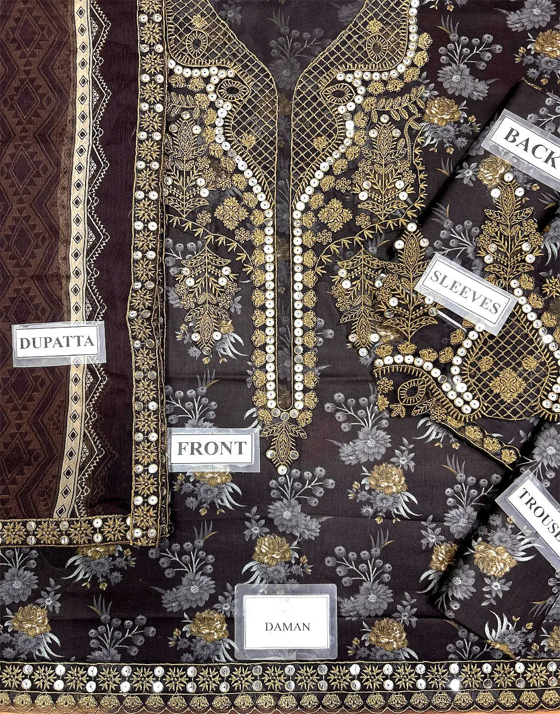 Luxury 9mm Sequins Embroidered EID Lawn Suit with Emb. Chiffon Dupatta