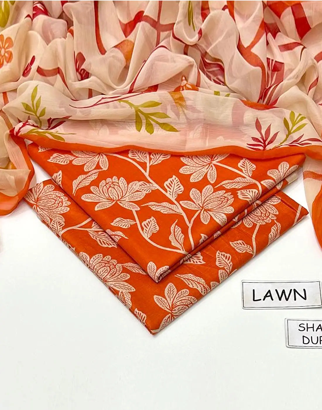 All-Over Print 3-Piece Lawn Dress for Girls with Soft Chiffon Dupatta