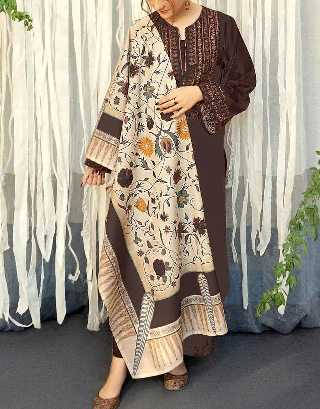 Elegant Embroidered EID Lawn Suit Design with Printed Diamond Dupatta