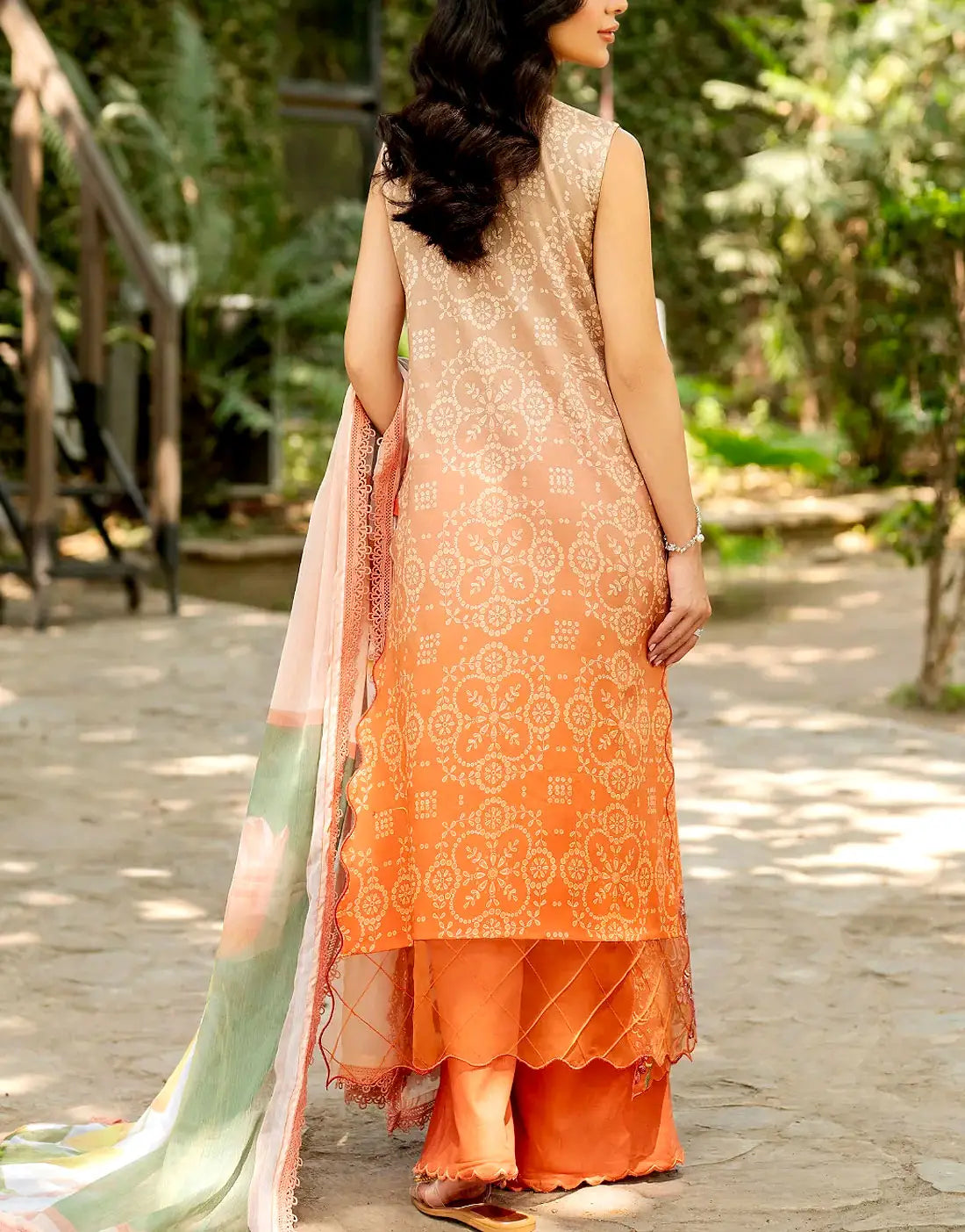 All-Over Print Embroidered Lawn Suit Design with Emb. Chiffon Dupatta