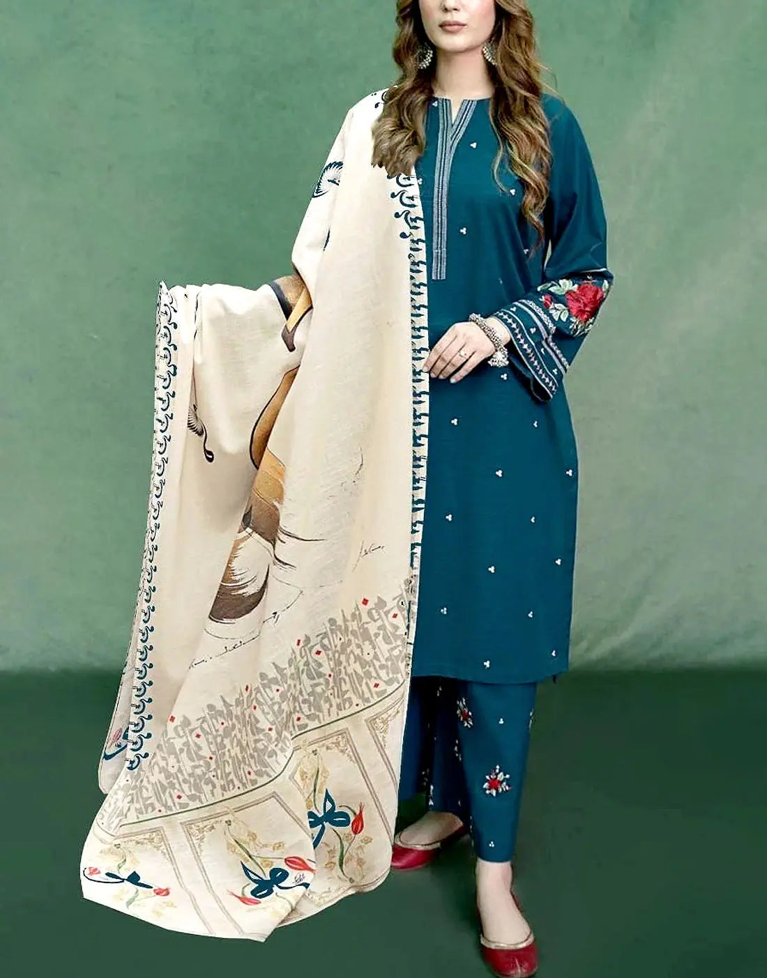 Cozy Embroidered Zinc Linen Dress for Casual & Formal Wear