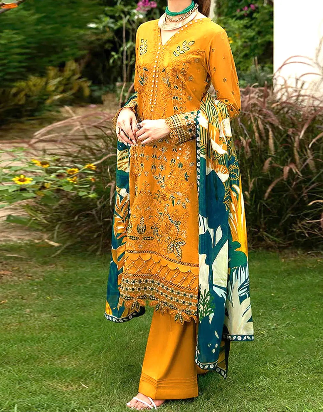Exquisite Heavy Embroidered Linen Dress for Casual & Formal Wear
