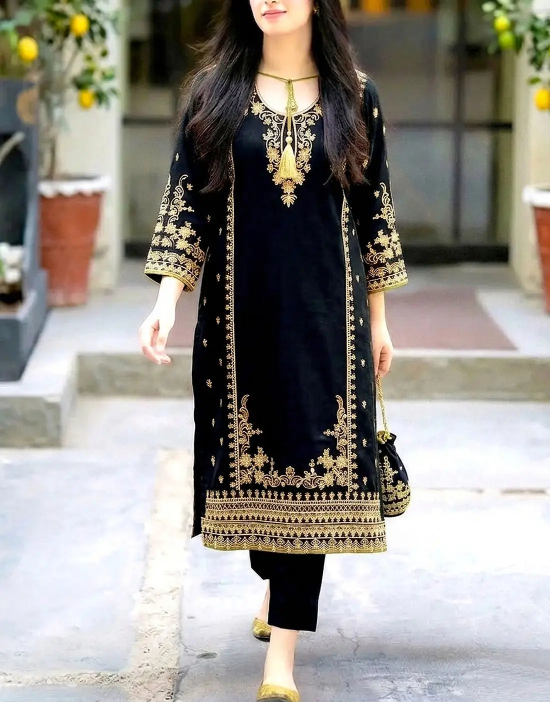 Vibrant Color 2-Piece Embroidered Lawn Dress for Girls
