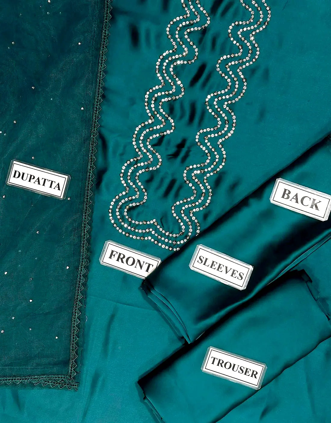 Elegant Neck Embroidered Zinc Color Silk Dress for Girls