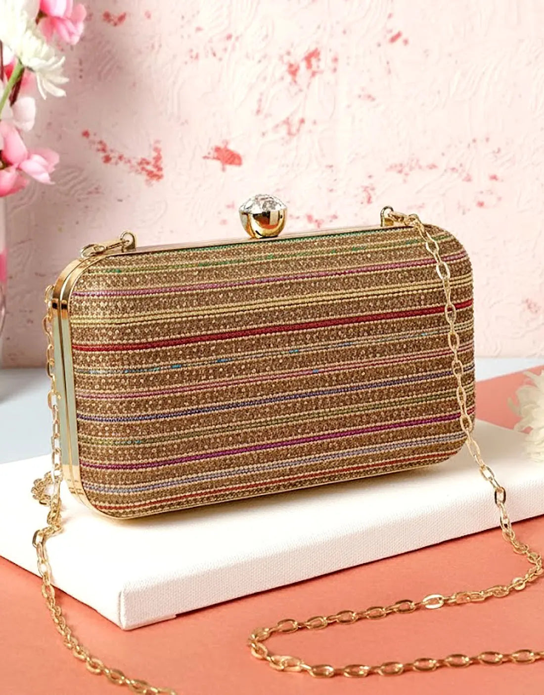 Sparkling Fancy Multicolor Clutch Purse for Formal & Party Wear