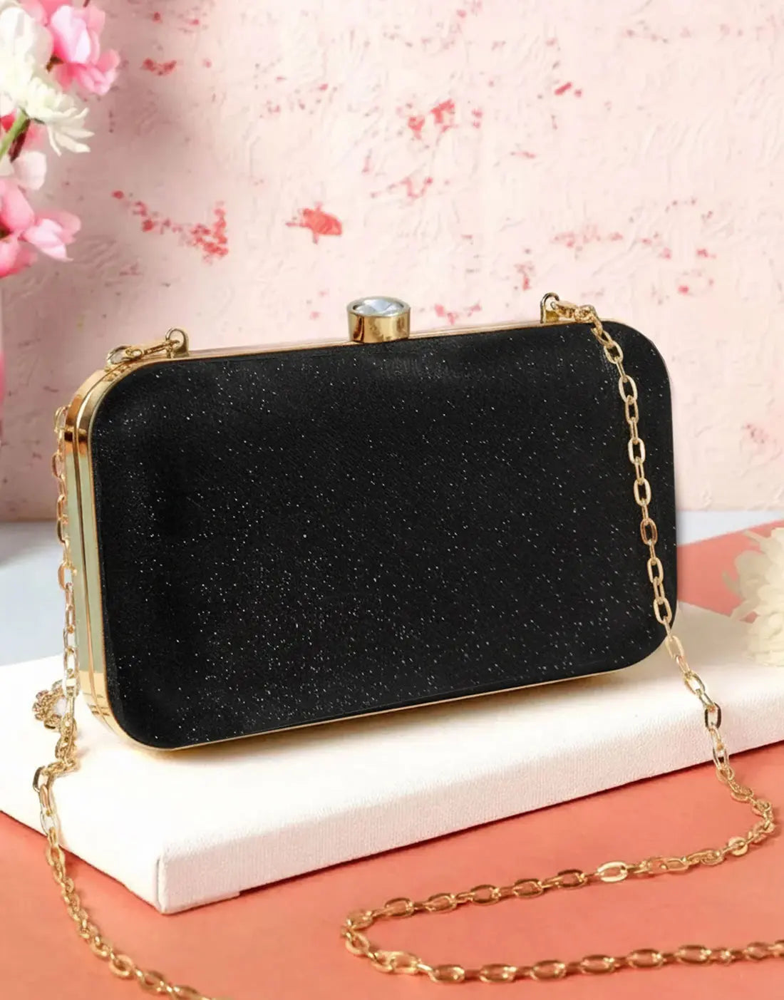 Glittering Black Clutch Bag for Party & Formal Events