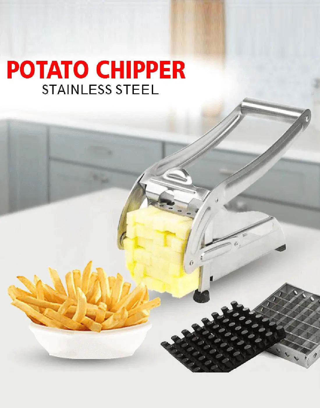 Heavy Duty Stainless Steel French Fry Cutter – Best Vegetable Slicer for Potato, Carrots, Cucumbers, Onions
