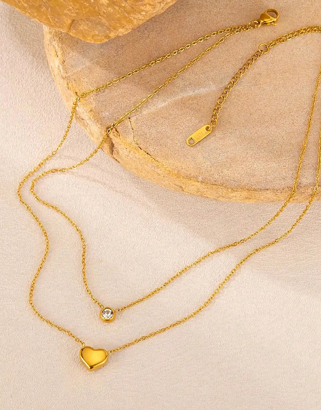 Gold Plated Stainless Steel Heart Shape Necklace for Girls