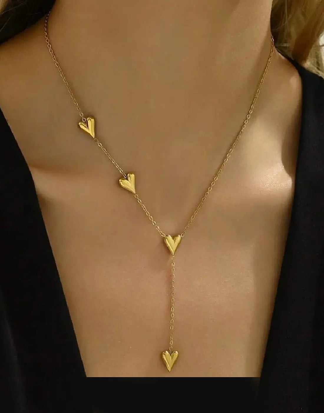 Gold Plated Stainless Steel Heart Charm Necklace for Girls