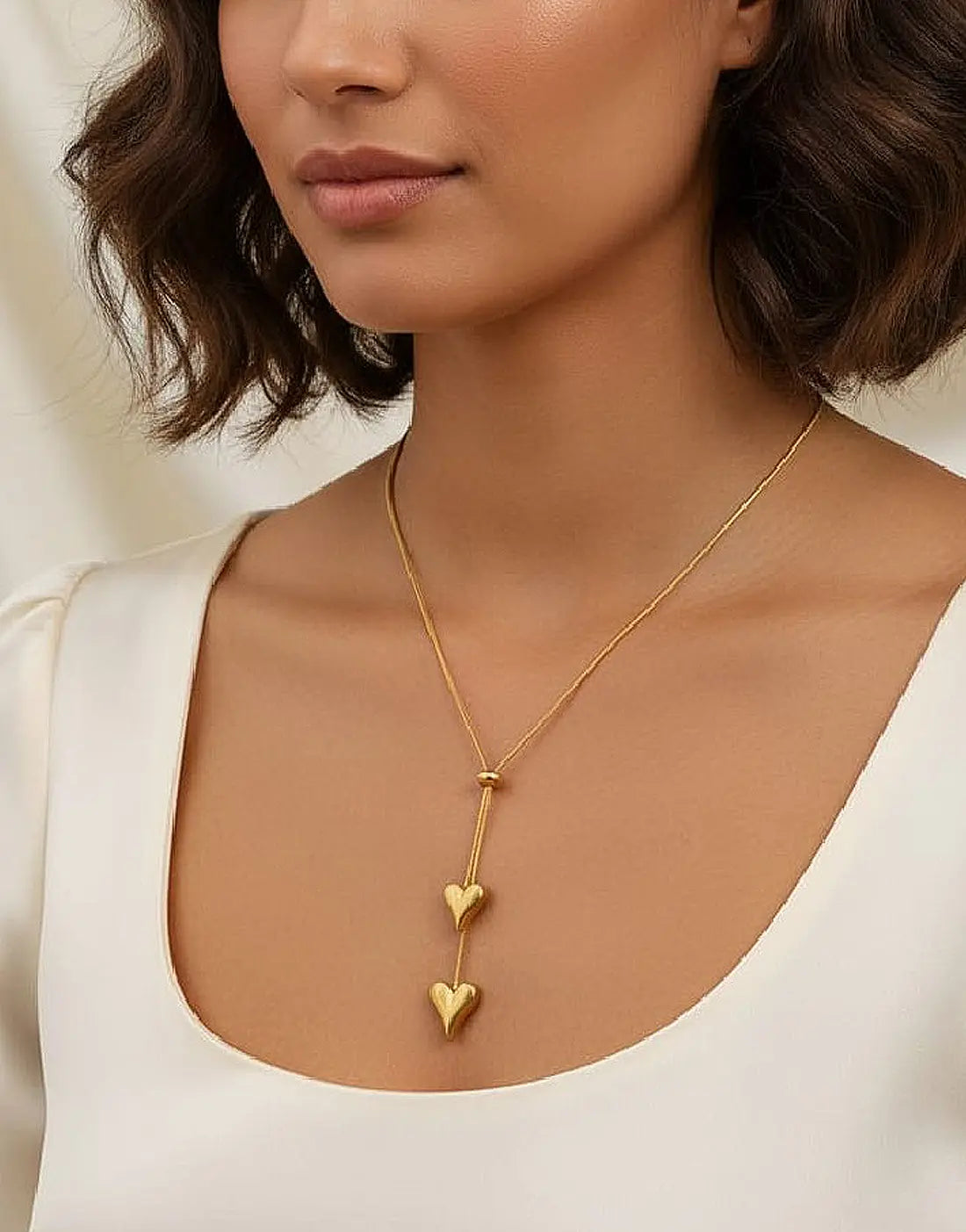 Minimalist Stainless Steel Heart Necklace with Up Down Chain