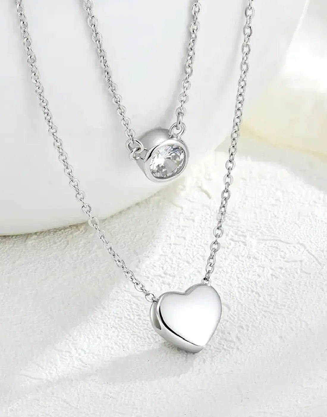 Silver Plated Stainless Steel Heart Shape Necklace for Girls