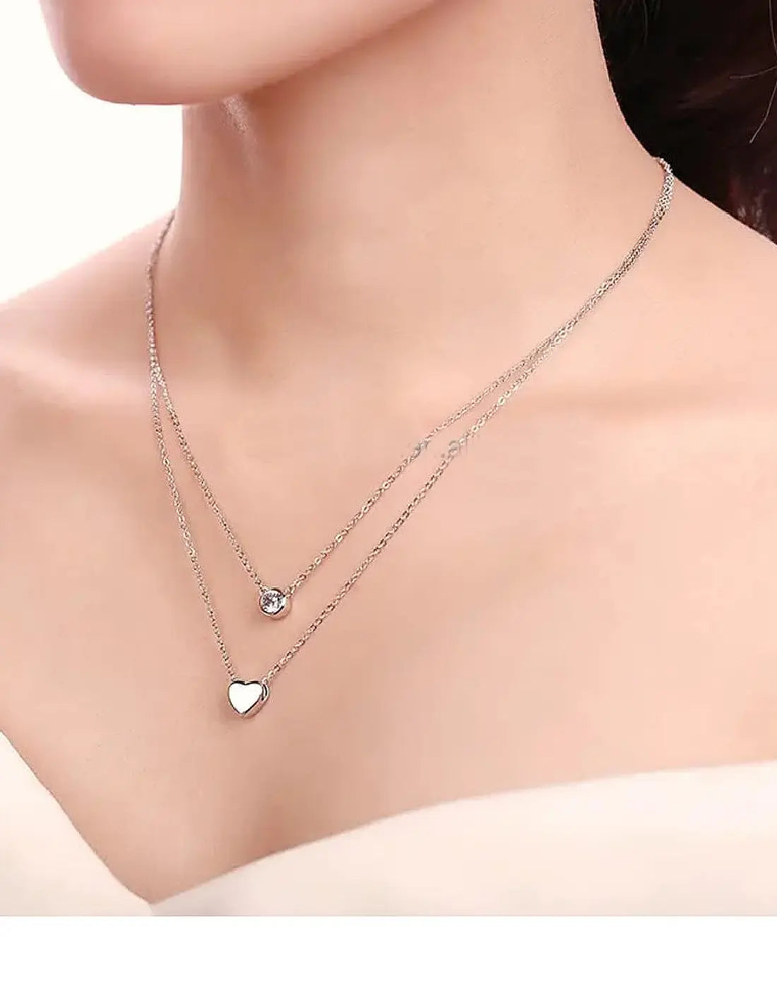 Silver Plated Stainless Steel Heart Shape Necklace for Girls
