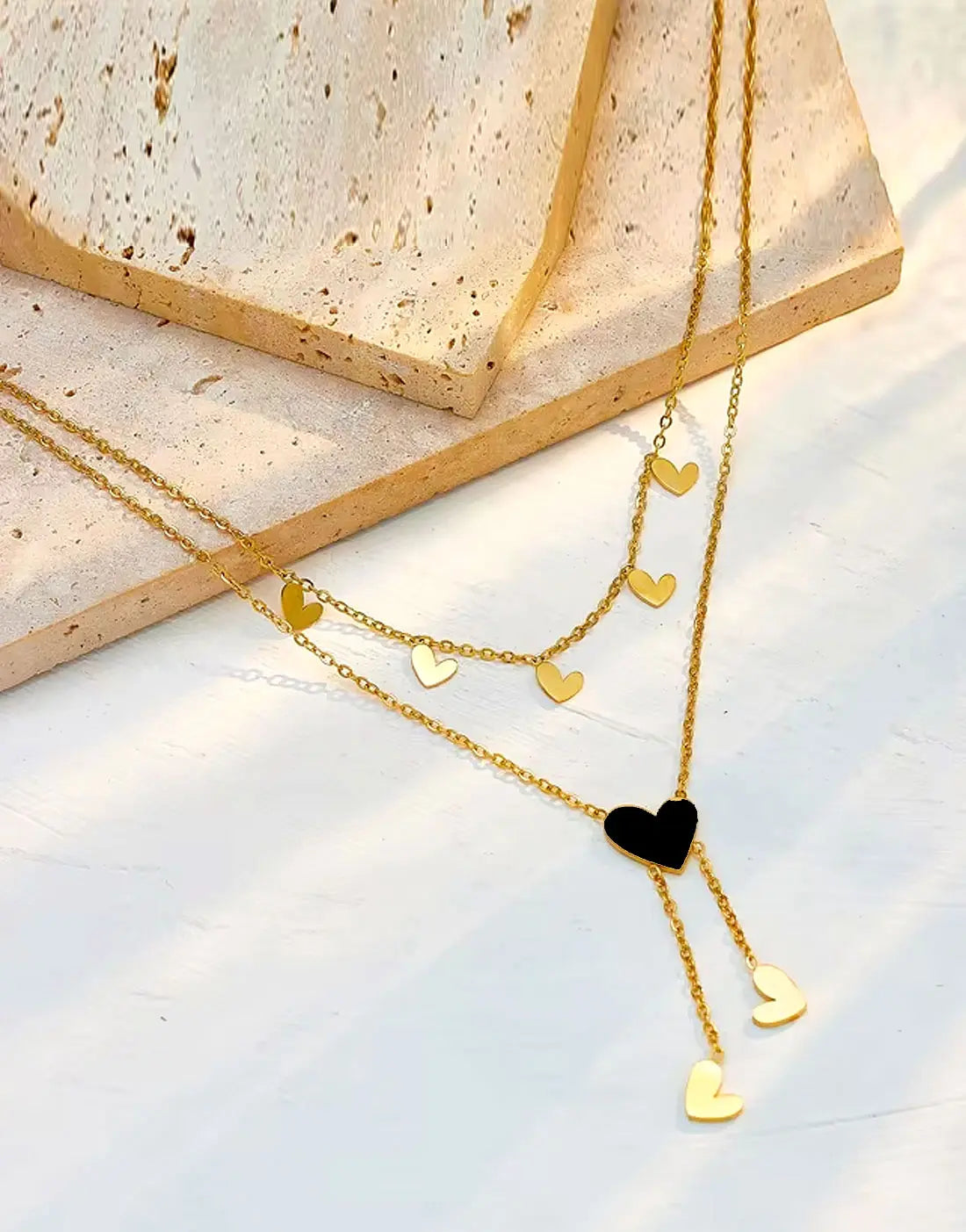 Gold Plated Stainless Steel Heart Shape Necklace