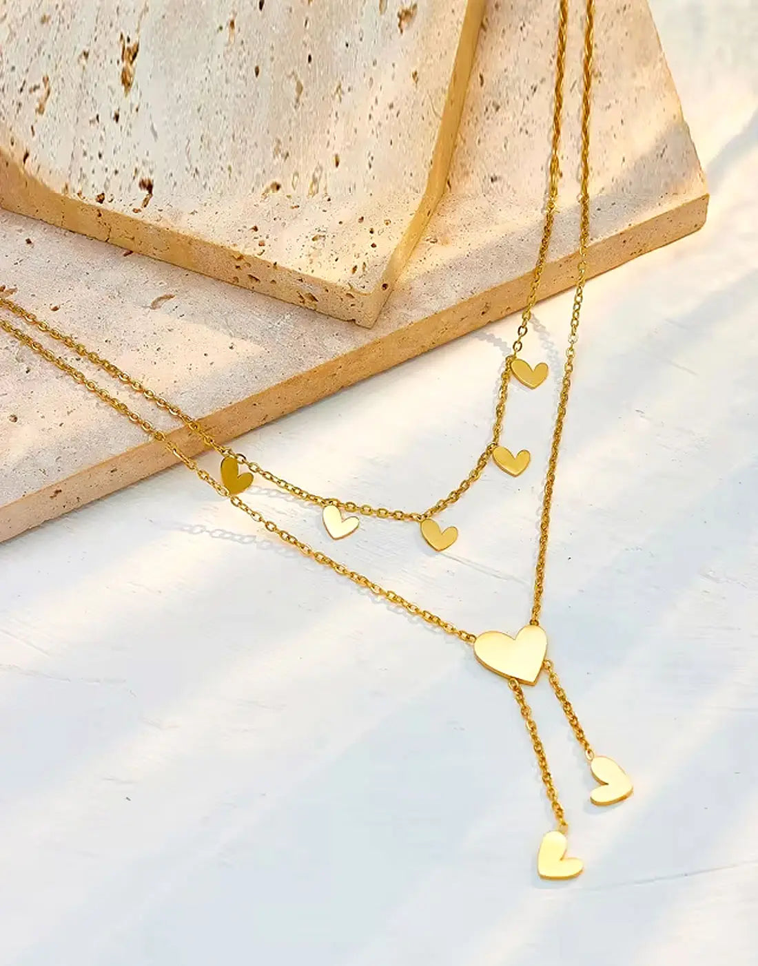 Gold Plated Stainless Steel Heart Shape Necklace