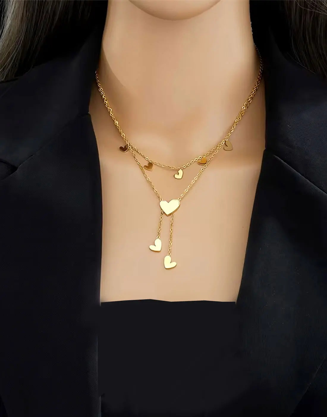 Gold Plated Stainless Steel Heart Shape Necklace